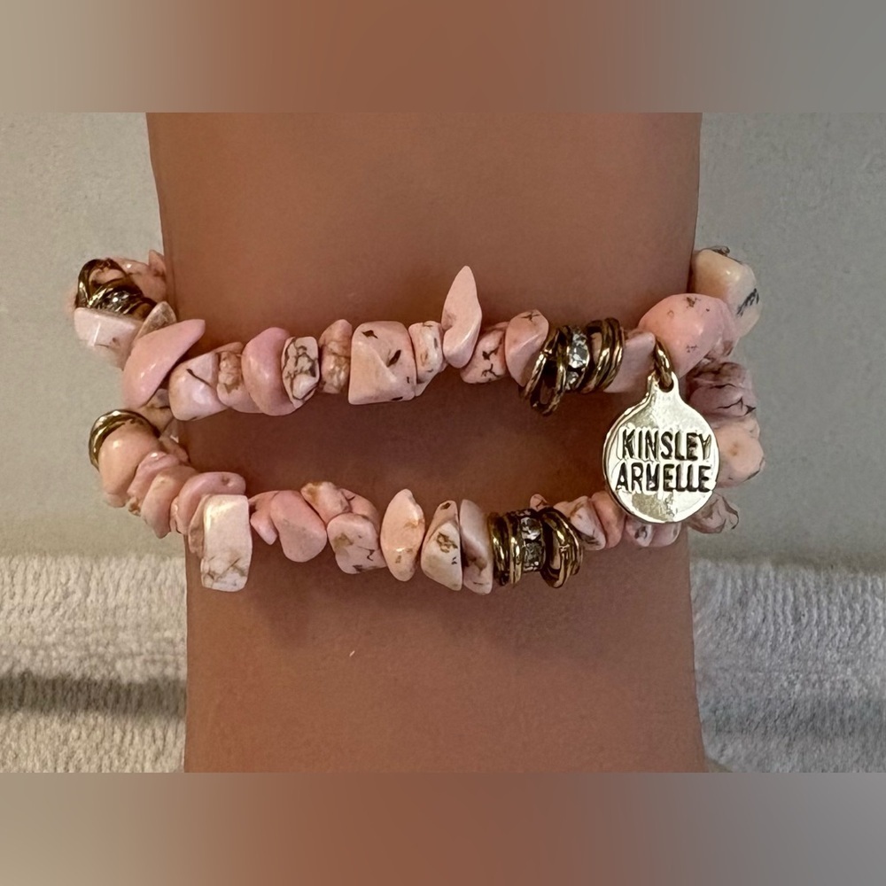Kinsley Armelle Pink Tumbled Stone Stack
Bracelet Set (2 Pcs)
